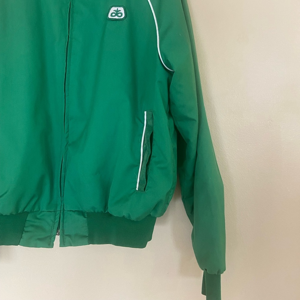 80s Curduroy Collar Green Retro Vintage Swingster Athletic Track Jacket - Picture 3 of 8